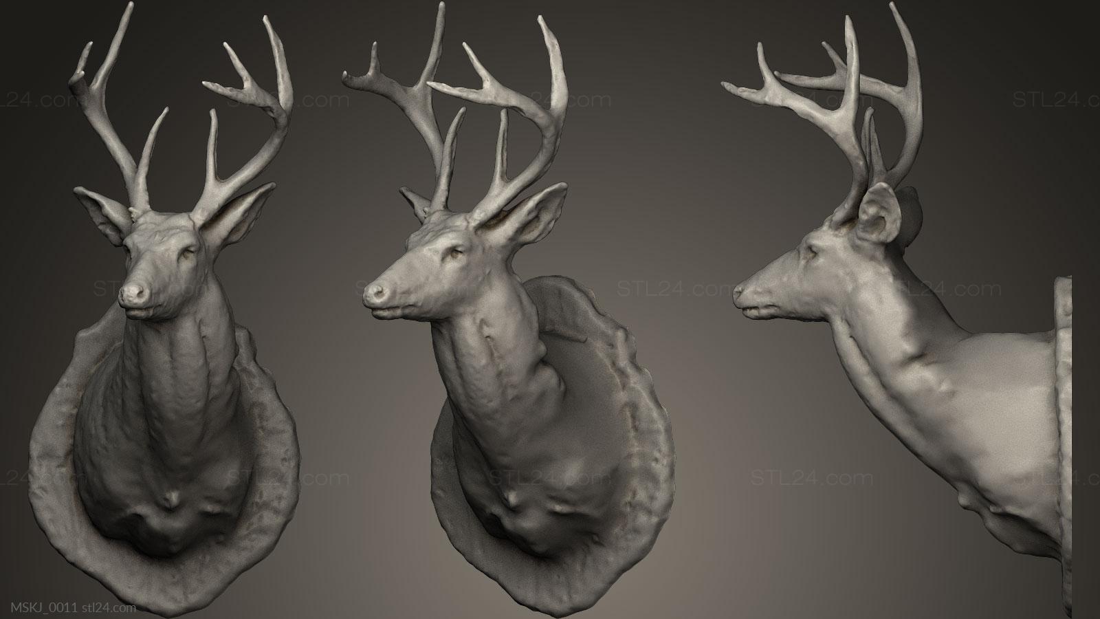 Маски и морды животных (Голова оленя, MSKJ_0011) 3D модель для ЧПУ станка